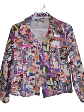 Vintage Graphic Patchwork Print Cotton Jacket